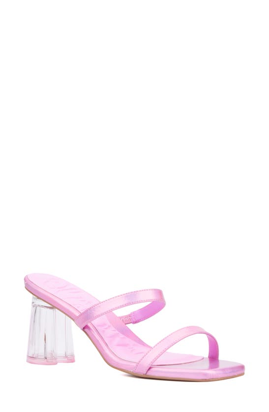 Shop Olivia Miller Lovely Clear Heel Sandal In Neon Pink