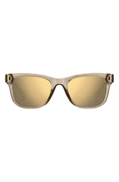 51mm Polarized Square Sunglasses in Beige/Grey Gold Polarized