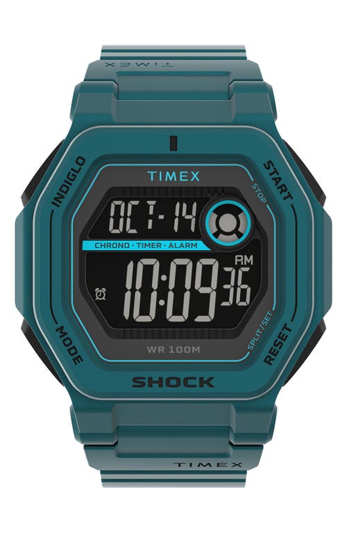 Timex Command Encounter INDIGLO Resin Strap Digital Chronograph Watch, 45mm in Blue at Nordstrom, Size 45 Mm