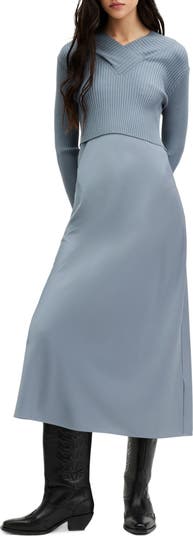 Long Sleeve Turtleneck Maxi Dress Heather Grey