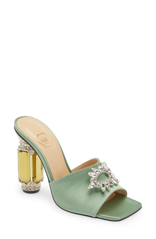 Aurum Crystal Embellished Sandal in Mint Green
