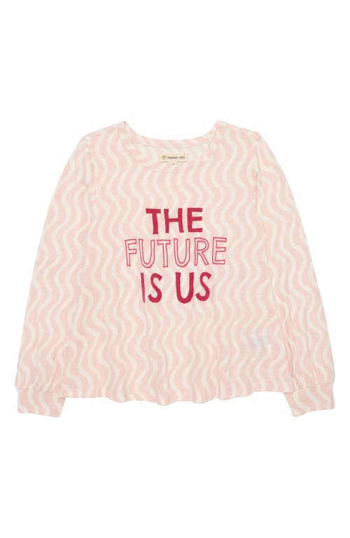 Tucker + Tate Kid's Appliqué Long Sleeve Cotton Graphic Tee in Pink English Squiggle Future