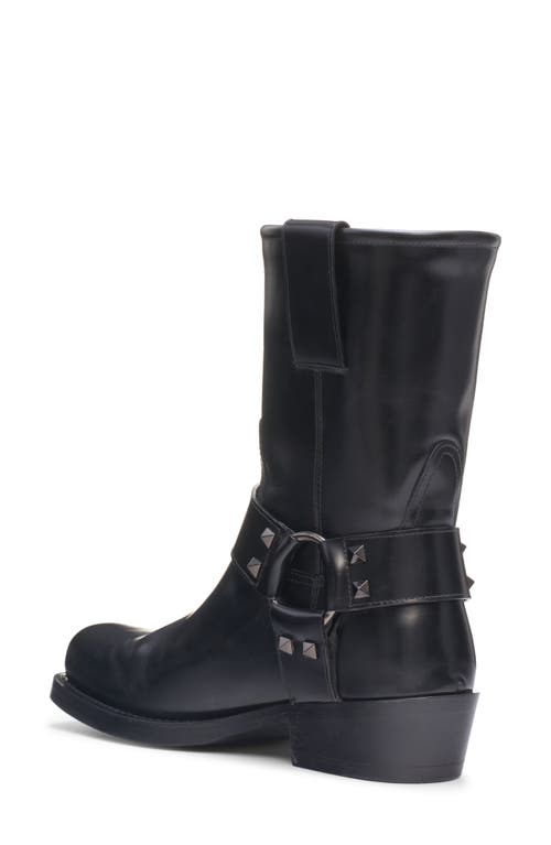 Shop Valentino Garavani Rockstud Biker Boot In Nero