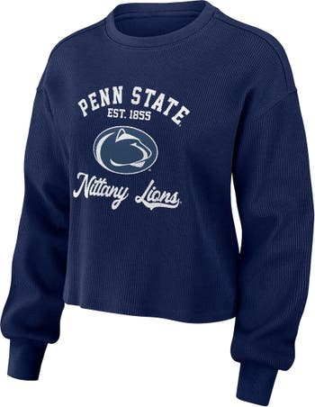 WEAR by Erin Andrews Women's WEAR by Erin Andrews Navy Penn State Nittany  Lions Waffle Knit Long Sleeve T-Shirt & Shorts Lounge Set