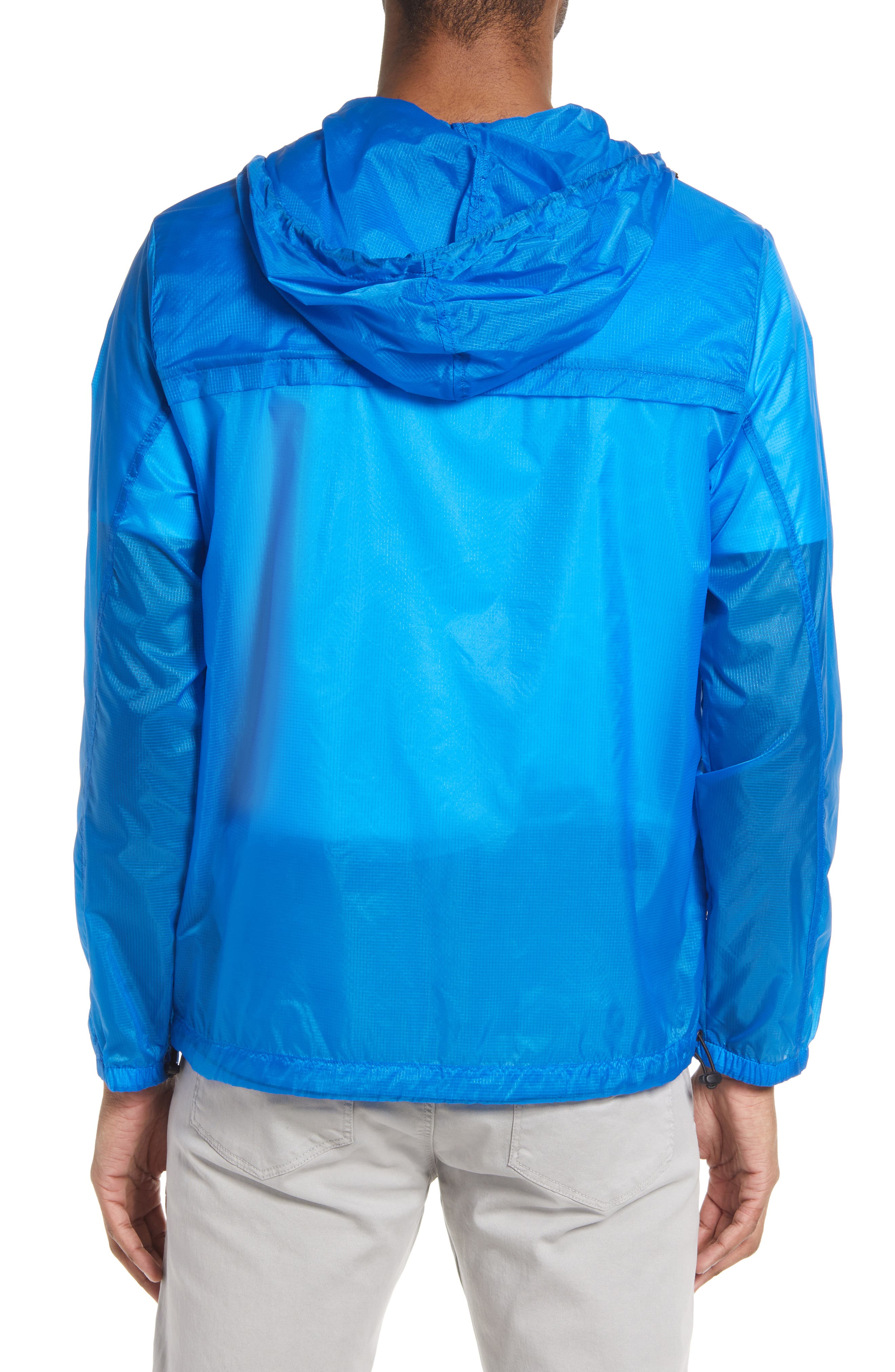 Karl Lagerfeld Paris Men's Semi Sheer Hooded Windbreaker Jacket - Blue - Size S