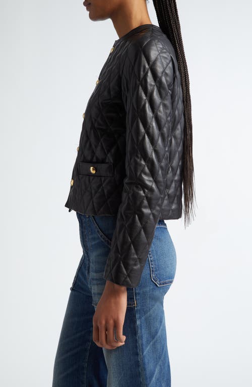 Shop Nili Lotan Amy Quilted Leather Jacket In Black