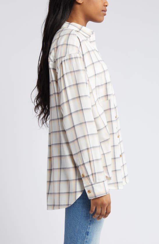 Shop Bp. Plaid Oversize Cotton Flannel Button-up Shirt In Ivory Sunrise Plaid