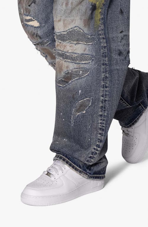 Mnml Ultra Baggy Ripped Jeans In Light Blue