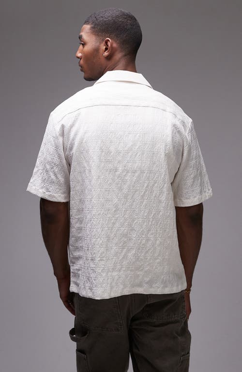 Shop Topman Textured Grid Camp Shirt In White