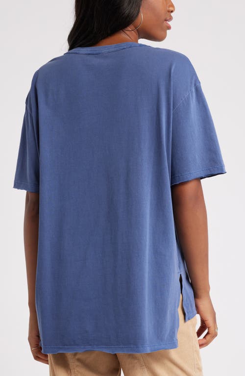 Shop Bp. Oversize V-neck Cotton T-shirt In Blue Indigo