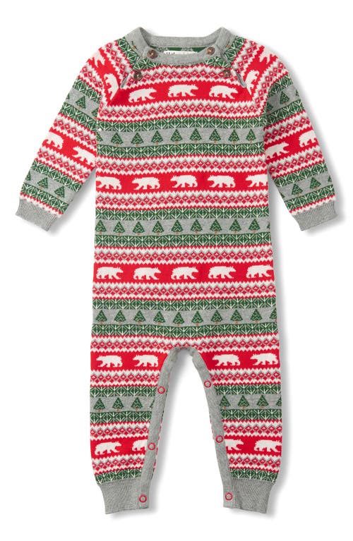 Shop Hatley Polar Bear Fair Isle Sweater Romper In Grey