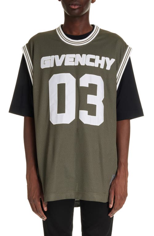 Shop Givenchy Casual Fit Double Layer T-shirt In Black/khaki