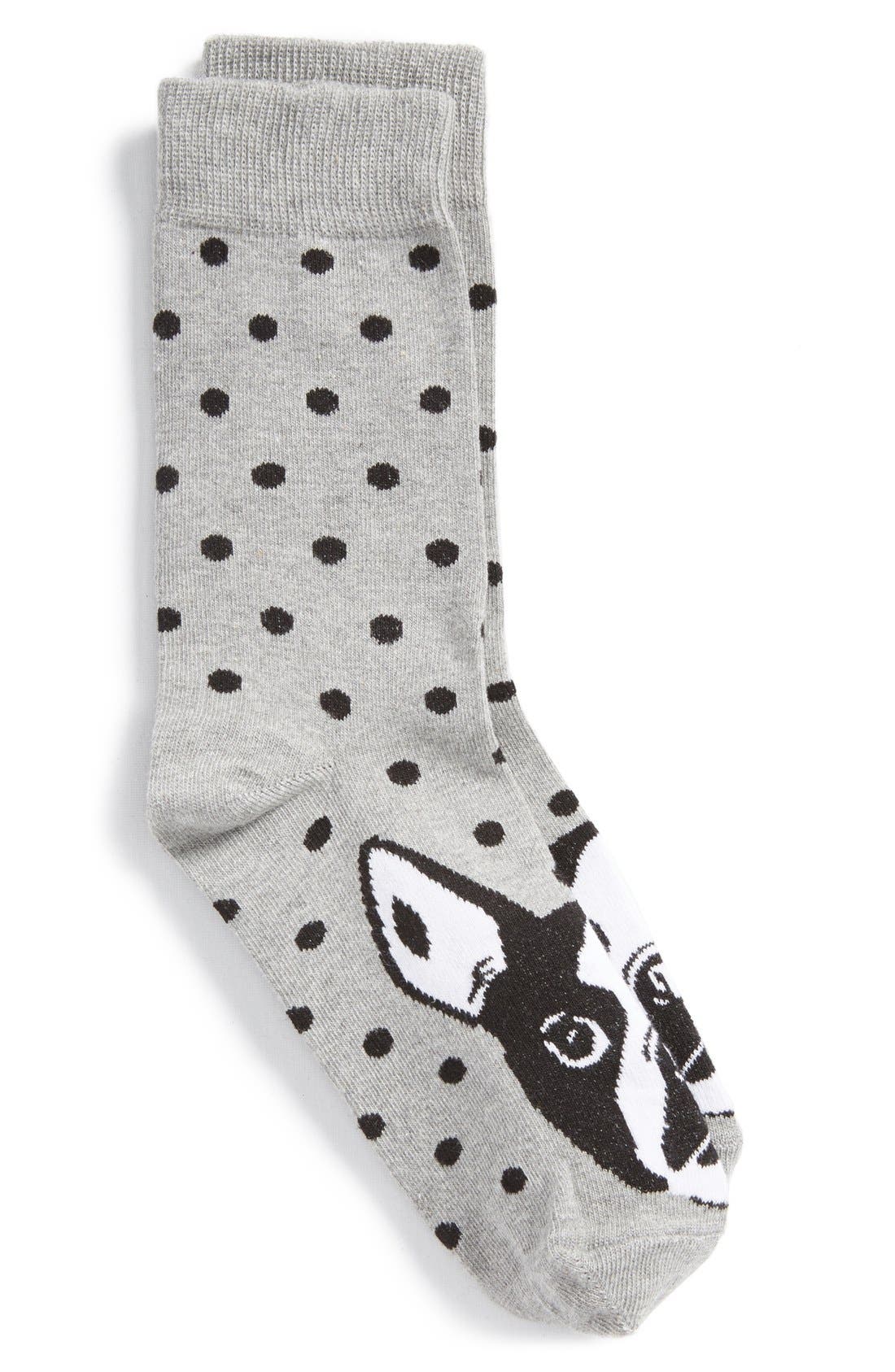Topman Polka Dot French Bulldog Pattern Socks Nordstrom