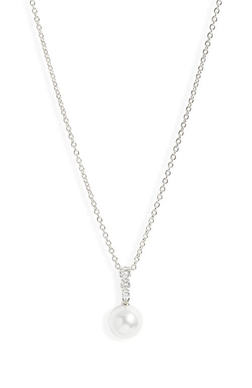 Morning Dew Akoya Pearl & Diamond Pendant Necklace in White Gold/Diamond/Pearl