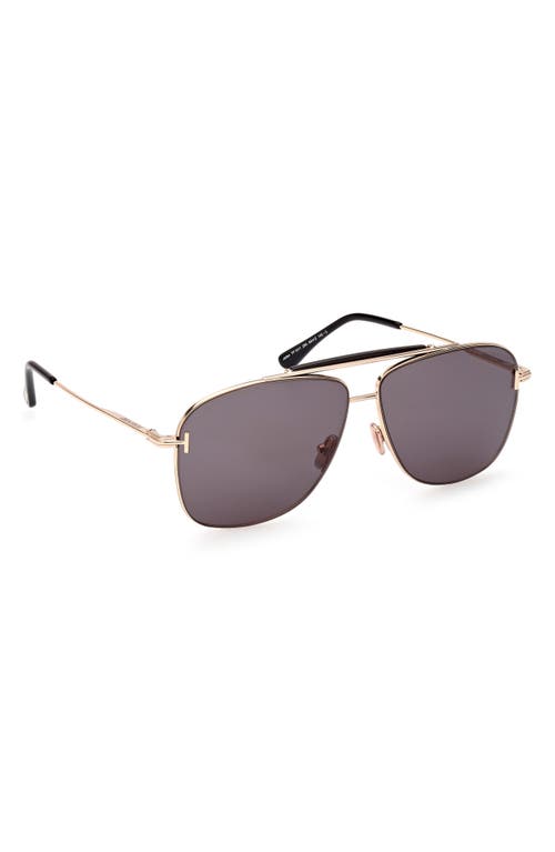 Shop Tom Ford Jaden 60mm Polarized Navigator Sunglasses In Shiny Rose Gold Black/smoke