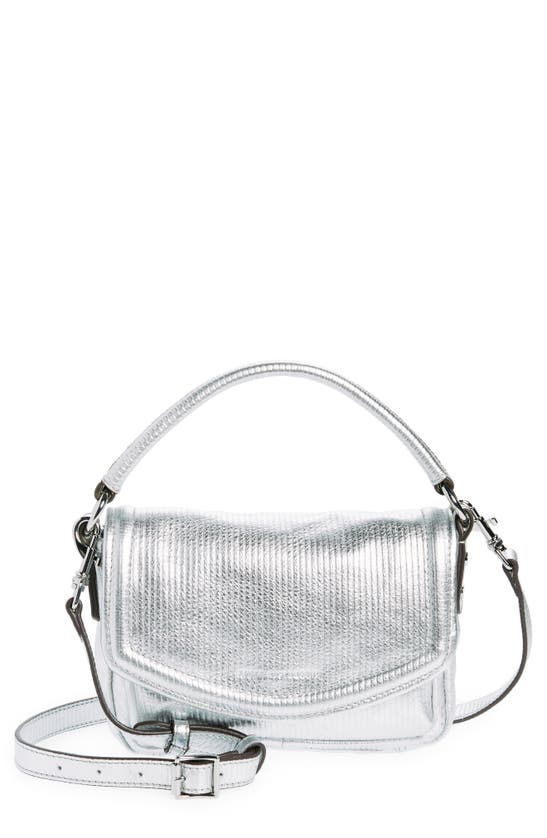 Aimee Kestenberg Here And There Top Handle Leather Shoulder Bag In Stripe Embossed Silver