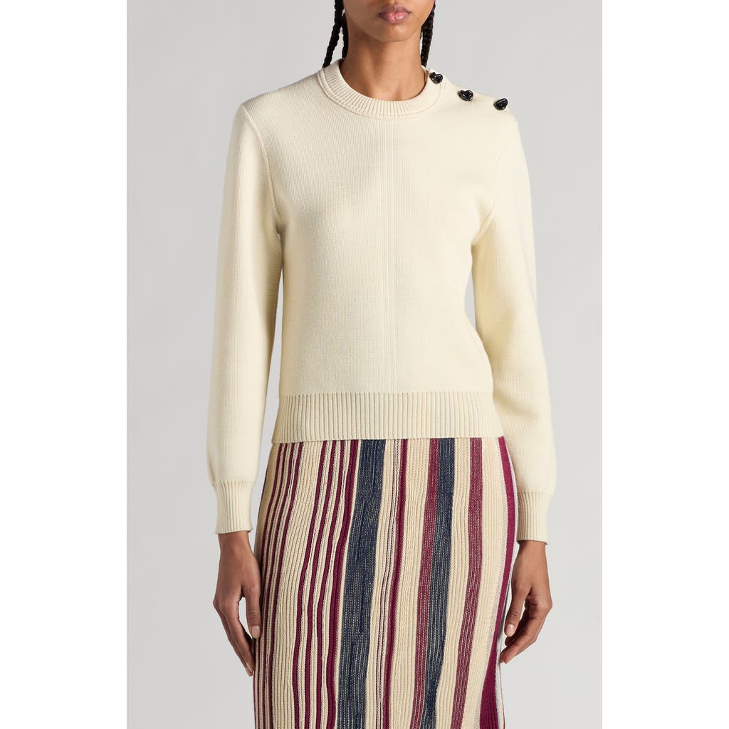 Bottega Veneta Shoulder Detail Lightweight Wool Crewneck Sweater In Dove