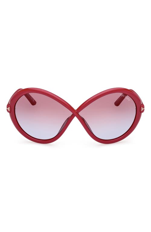 Shop Tom Ford 68mm Gradient Butterfly Sunglasses In Shiny Fuchsia/violet