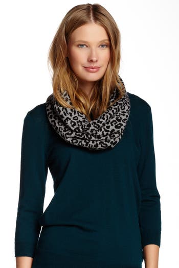 Portolano Leopard Print Infinity Scarf In Blk/lh Gry