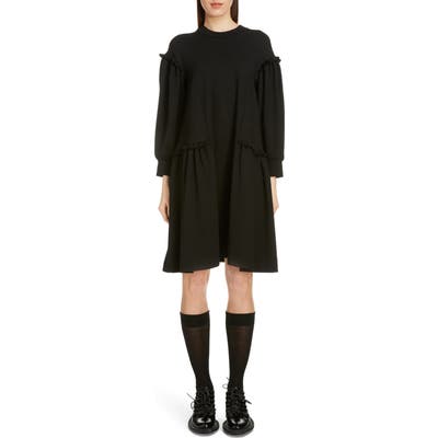 Simone Rocha Side Frill Long Sleeve Jersey Dress, Black