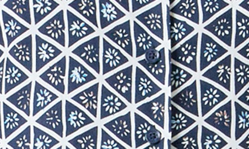 English Factory Geo Print Short Sleeve Cotton Shirtdress In Navy Multi