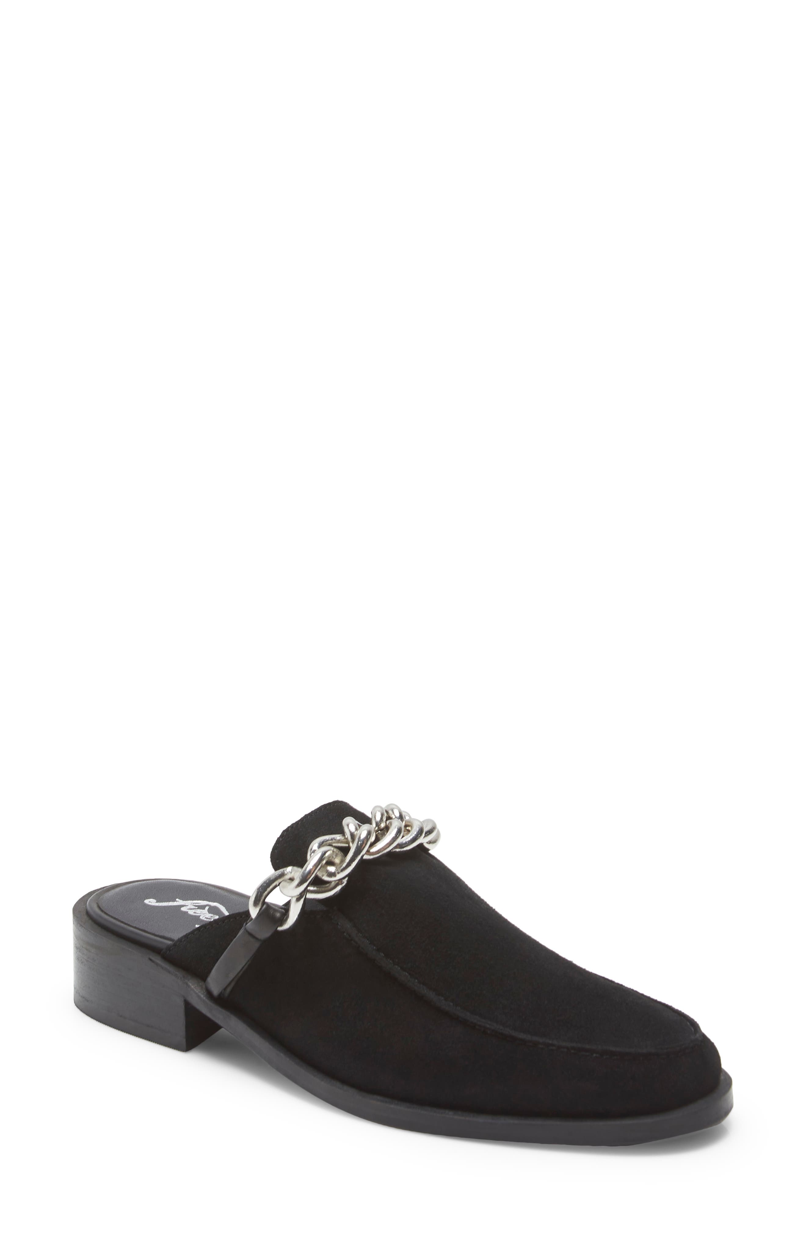black slip on mules