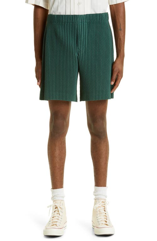 Homme Plissé Issey Miyake Outer Pleated Mesh Shorts in 62-Green 