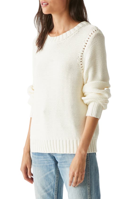 Shop Michael Stars Casey Crewneck Sweater In Chalk