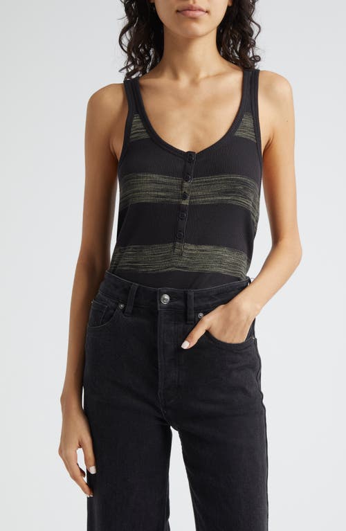 Shop Atm Anthony Thomas Melillo Sunbleached Stripe Cotton Rib Tank In Black