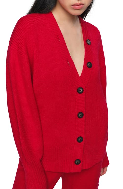 Shop Apparis Anderson Rib Cardigan In Rouge