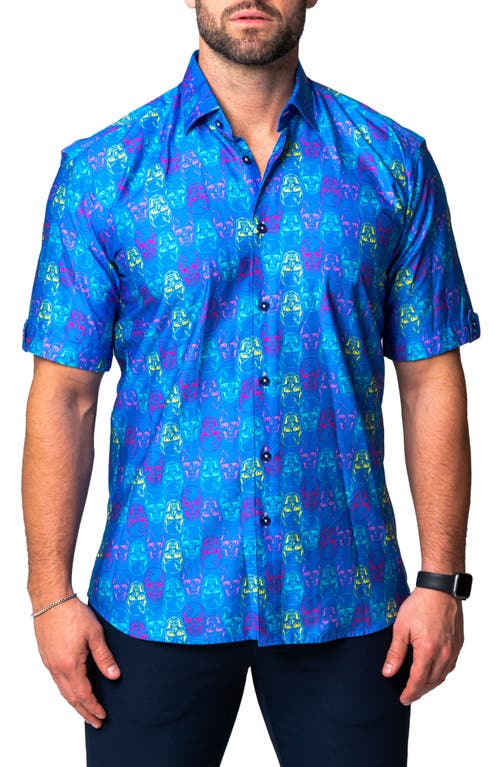 Maceoo Galileo Skull Regular Fit Short Sleeve Button-Up Shirt at Nordstrom