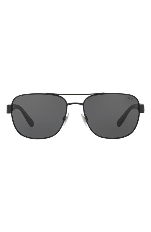 Polo Ralph Lauren 60mm Aviator Sunglasses in Matte Black at Nordstrom