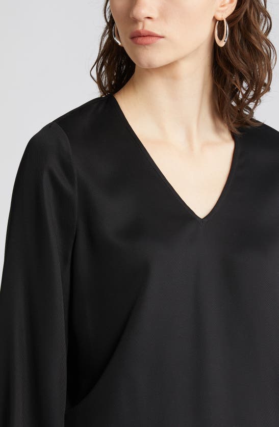 Shop Nordstrom Long Sleeve Twill Top In Black