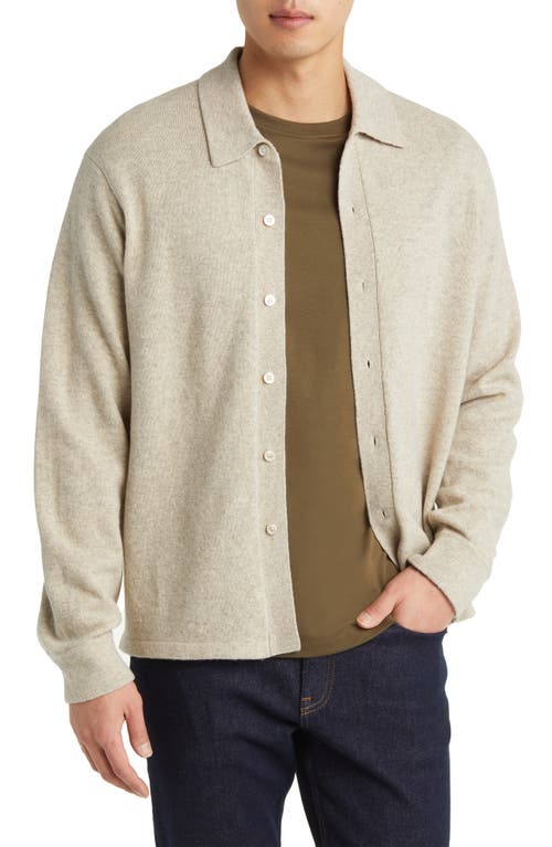 Heritage Merino Wool Button-Up Sweater in Warm Heather Oat