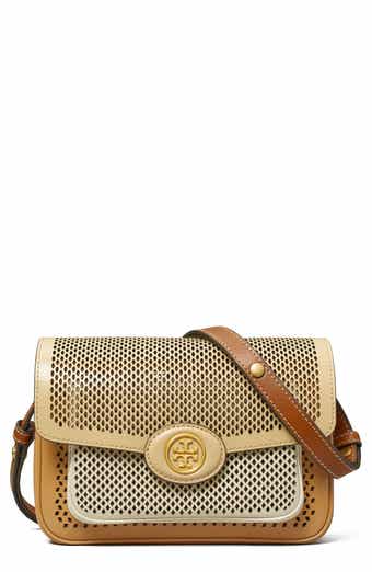 Tory Burch Robinson Perforated Leather Shoulder Bag - Navy