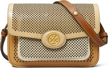 Tory Burch Robinson Colorblock Top Handle Leather Satchel In Cumin