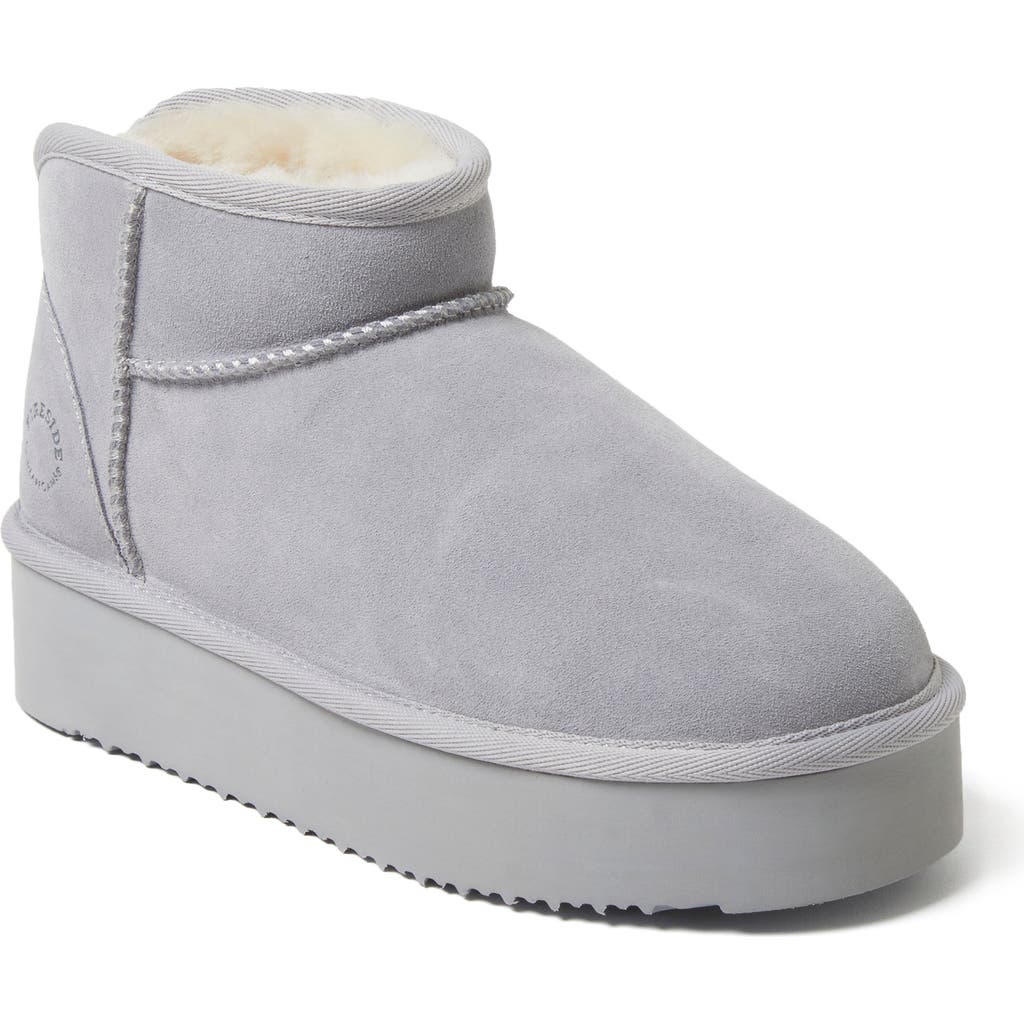 Dearfoams Fireside Kingston Genuine Shearling Platform Bootie In Sleet