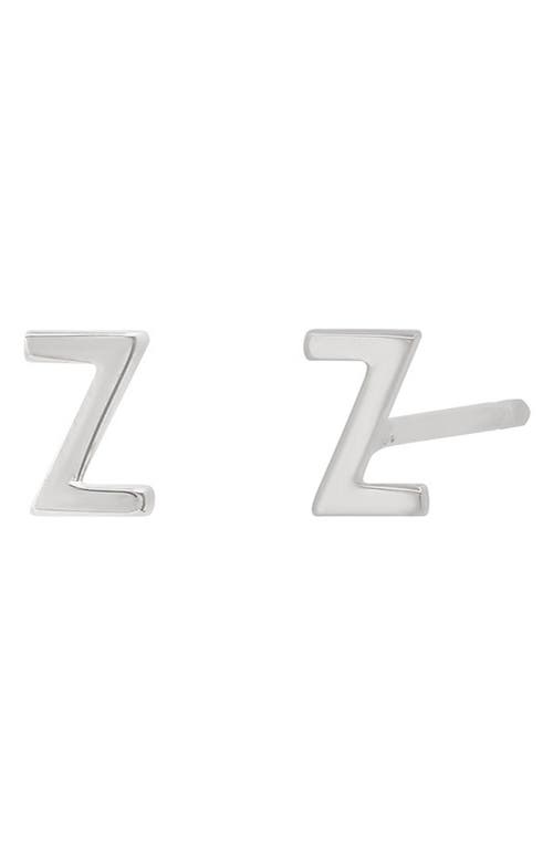 Small Initial Stud Earrings in 14K White Gold-Z