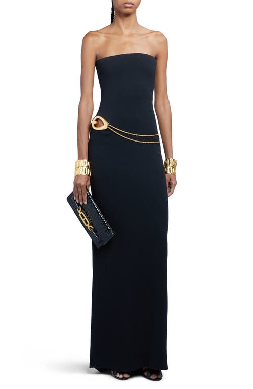 TOM FORD Stretch Sable Cutout Chain Detail Strapless Evening Dress in Black at Nordstrom, Size 2 Us
