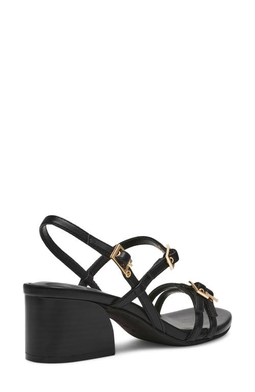 Anne Klein Women's Mackenzie Strappy Buckle Block Heel Dress Sandals In Black Smooth