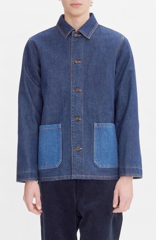 Shop Apc A.p.c. Anthonin Denim Overshirt In Washed Indigo