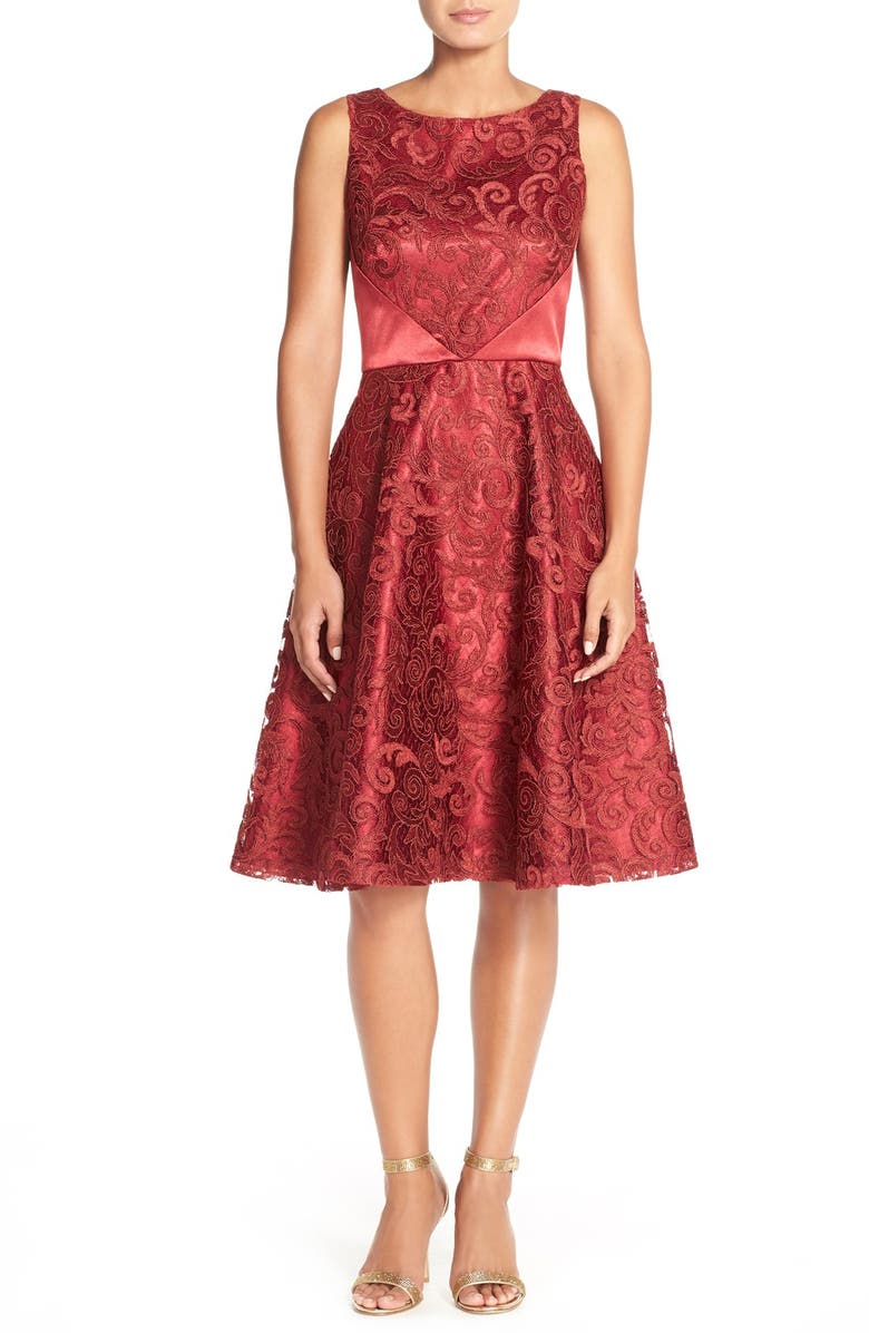 Tahari Corded Lace Fit & Flare Dress (Regular & Petite) | Nordstrom