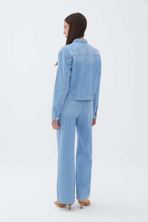 Shop Nocturne Pleated Wide Leg Jeans In Blue