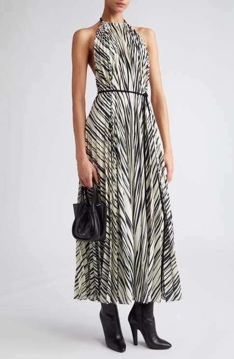 Variegated Stripe Halter Neck Dress