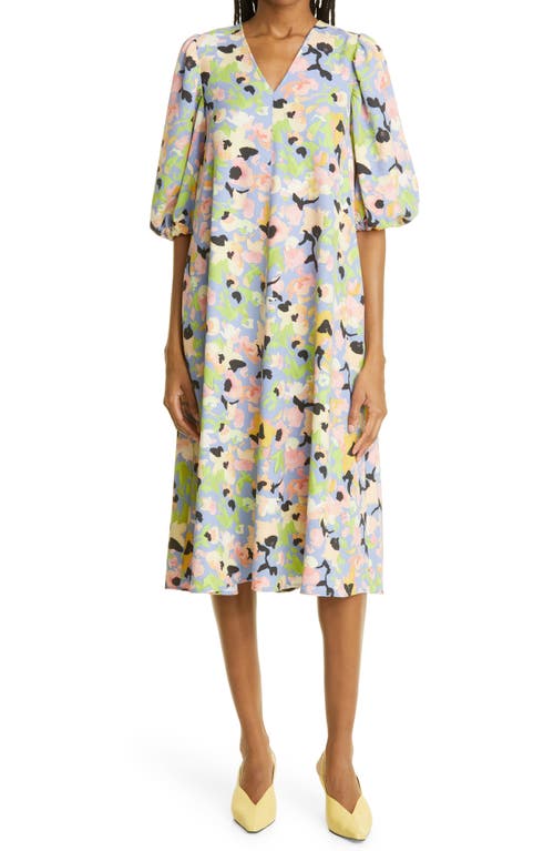 Stine Goya Mavelin Floral Print Puff Sleeve Stretch Recycled Polyester Dress in Teatime Floral