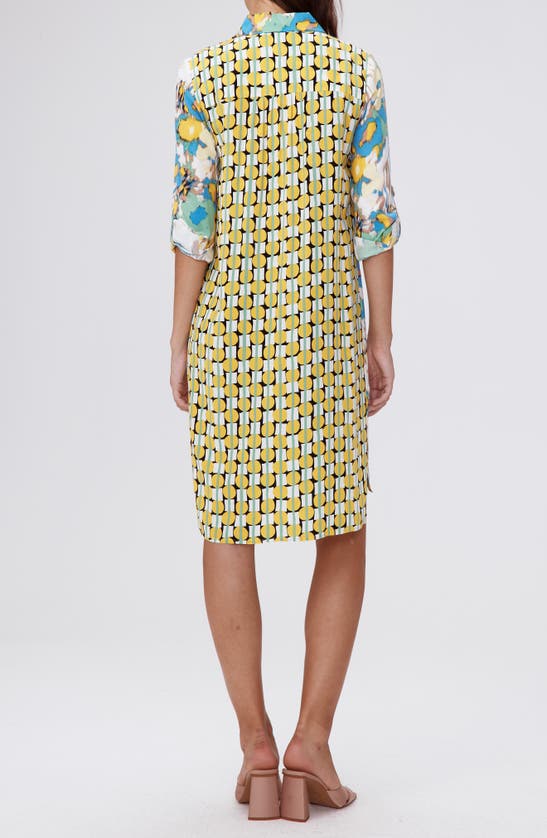 Shop Dvf Diane Von Furstenberg Prita Mixed Print Long Sleeve High-low Shirtdress In Day Dream Floral Bu