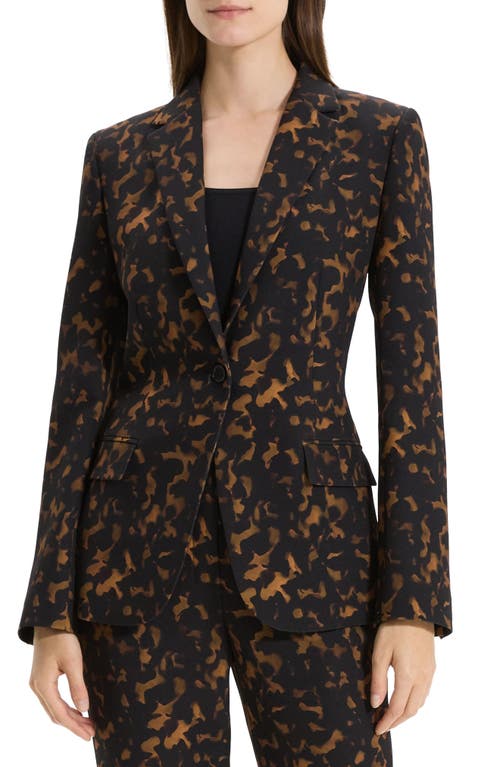 Theory Staple Slim Fit One-Button Blazer Dark Brown Multi at Nordstrom,