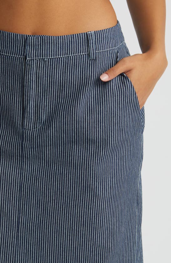 Shop Noisy May Blink Pinstripe Twill Maxi Skirt In Navy Blazer Stripes White