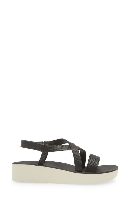 Olukai Onohi Strappy Platform Sandal In Black/white Sand