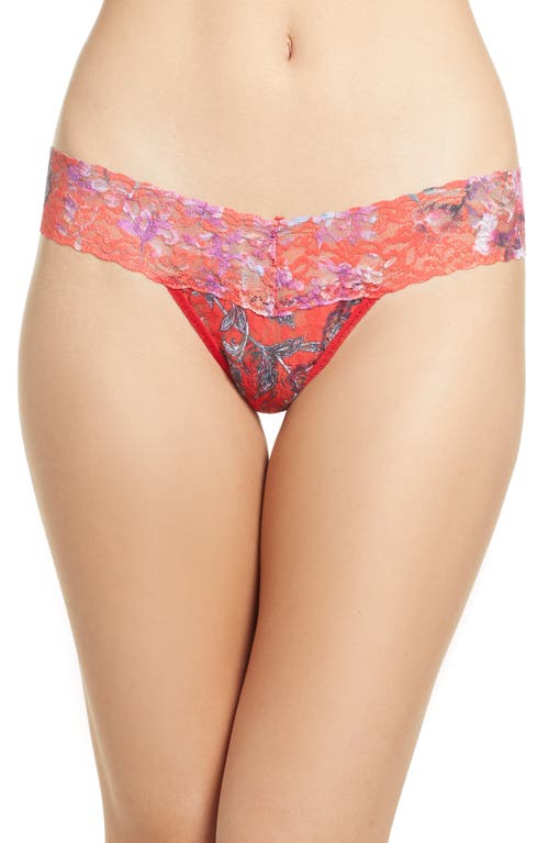 Print Low Rise Thong in Fiery Floral